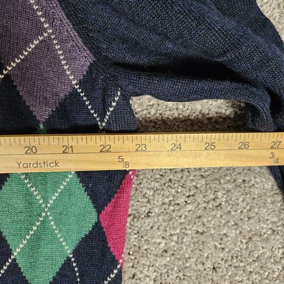 Brooks Brothers Wool Sweater Mens XL Blue Argyle 1/4 Zip Preppy Grandpacore - Picture 10 of 15